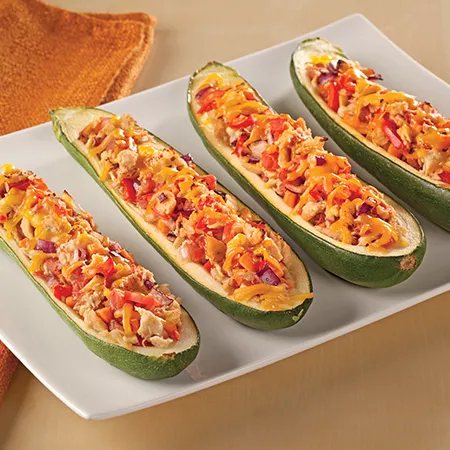 Zucchini Boats Stuffed with Albacore and Fresh Vegetables