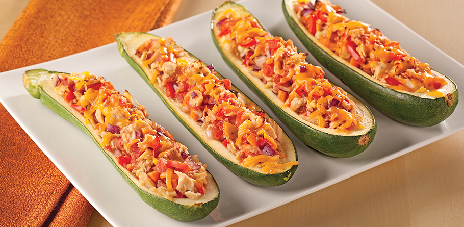 Zucchini Boats Stuffed with Albacore and Fresh Vegetables