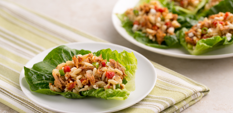 E.V.O.O. Mediterranean Yellowfin Tuna with Tomato Basil Lettuce Wraps