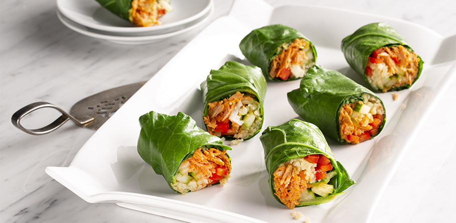 Collard Green Red Curry Tuna Wraps