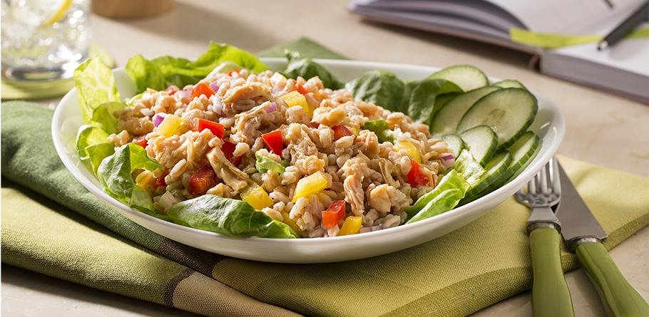 Zesty Farro Salad with Lemon Pepper Chicken