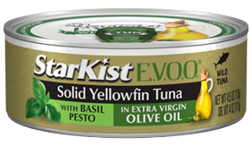 NEW StarKist E.V.O.O.® Solid Yellowfin Tuna with Basil Pesto in Extra Virgin Olive Oil (Can)