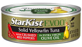 NEW StarKist E.V.O.O.® Solid Yellowfin Tuna with Crushed Red Peppers in Extra Virgin Olive Oil (Can)