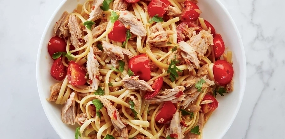 E.V.O.O. Crushed Red Peppers Yellowfin Tuna Pasta