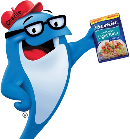 Charlie The Tuna holding a pouch