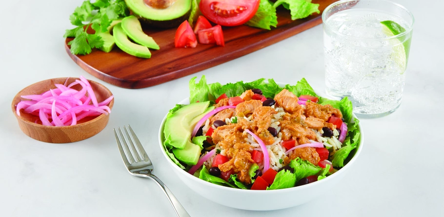 Salsa Verde Chicken Rice and Salad Bowl
